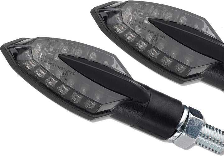 Germany Motorsports LED Mini Micro Motorrad Blinker Sliver Vinci Schwarz smoke getönt vorn hinten E-