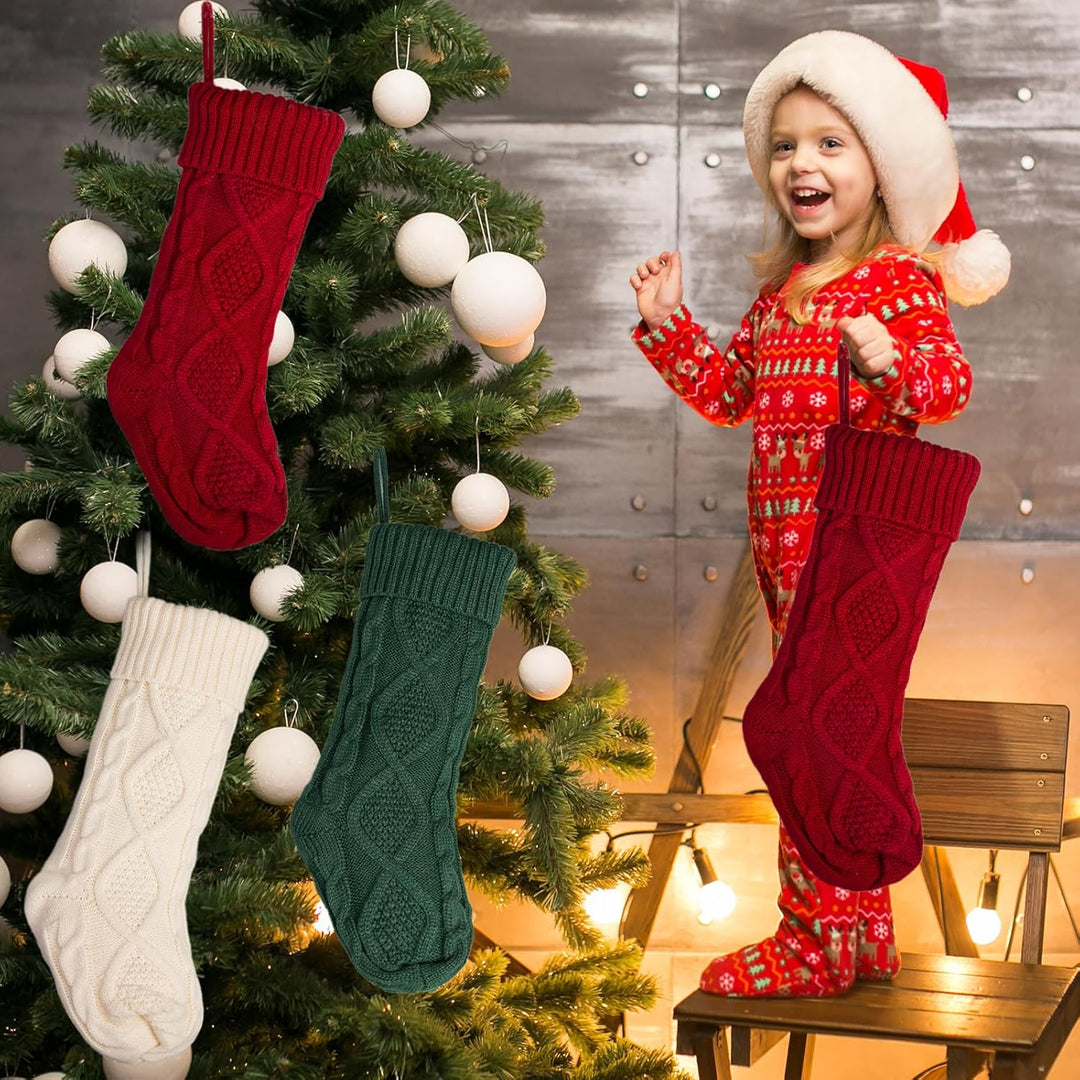 Weihnachtsstrümpfe - Grosse Familienstrümpfe, gestrickte Urlaubsstrümpfe, Baumschmuck für Kamin Urla