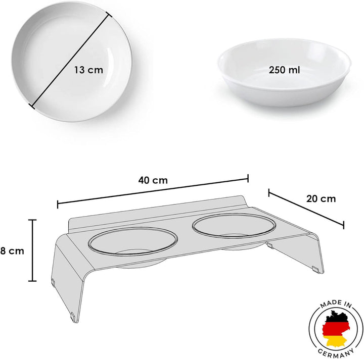 LucyBalu® Erhöhte Doppel-Futterstation Katze | Ergonomischer Katzennapf erhöht | Erhöhter Futternapf