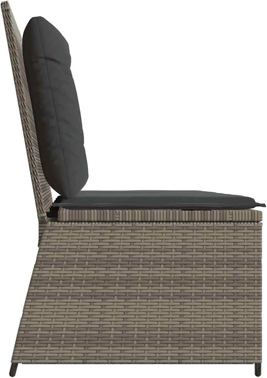 Homgoday Gartenliegebank mit Verstellbarer Rückenlehne - Poly-Rattan, Grau, 108 cm Sitzbreite, für E