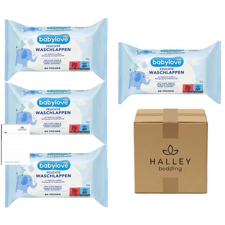 Babylove Feuchte Waschlappen - Sanfte Reinigung mit Aloe Vera &amp; Kamille, für empfindliche Babyhaut &amp;