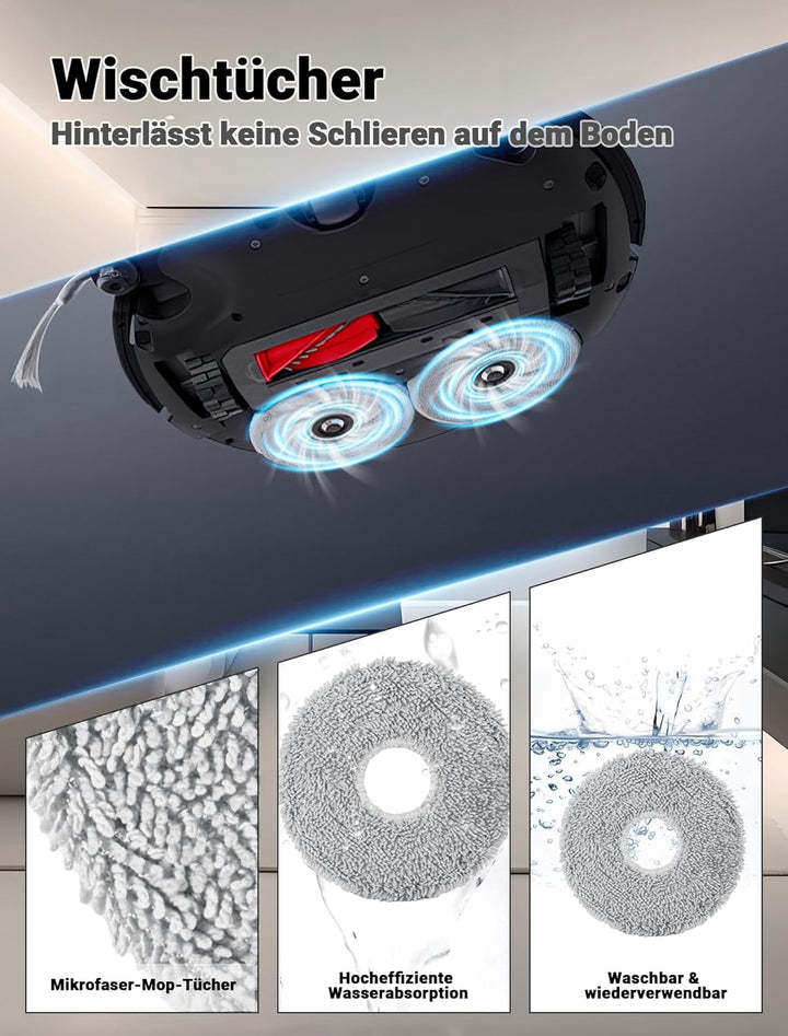 24 Stück Zubehörset für Roborock Saros 10R Saugroboter, 1 Reinigungsmittel 1 Hauptbürste 4 Staubbeut