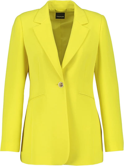 Taifun Damen Eleganter Blazer Langarm, geknöpfte Armschlitze unifarben 34 Vibrant Lime, 34 Vibrant L
