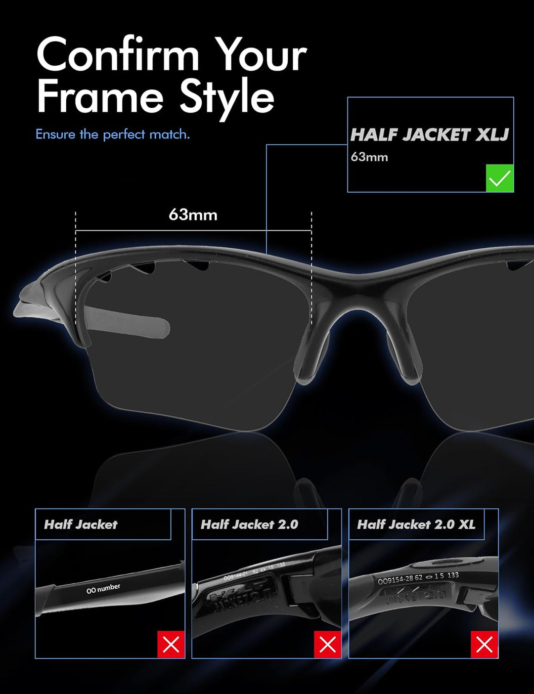 Saucer Premium Ersatzgläser für Oakley Half Jacket XLJ Sonnenbrillen High Definition - Glacier Blue
