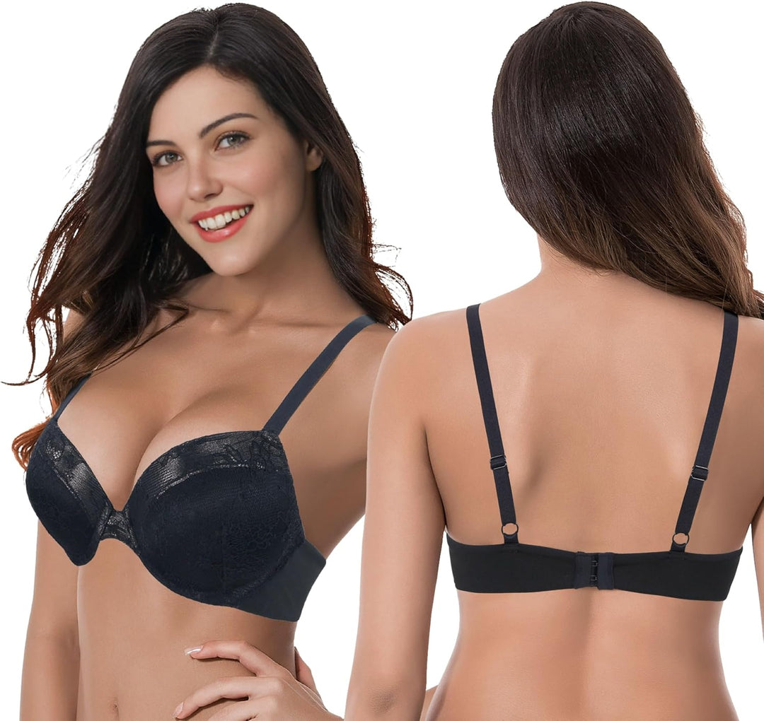 Curve Muse Damen Übergrösse Fügen Sie 1 und eine halbe Tasse hinzu Hochdrücken Bügel Spitzen-BHS 85D