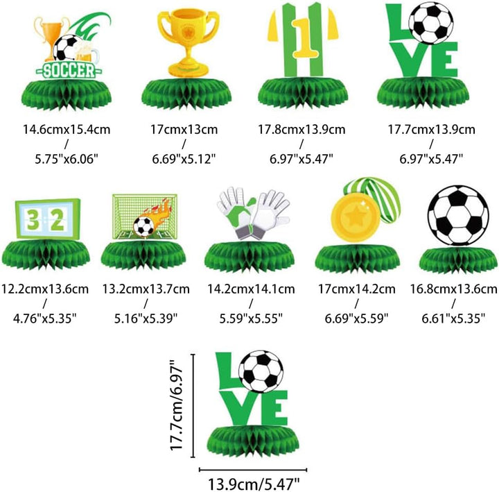 Kiyanest Fussball-Geburtstagsdeko – Happy Birthday Banner mit Hängespiralen, Kuchentopper & Cupcake-