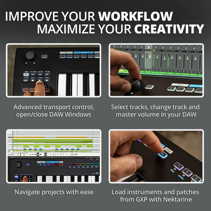 Nektar Impact GXP61 | USB MIDI Controller Keyboard with Nektar DAW Integration 61 Keys, 61 Keys