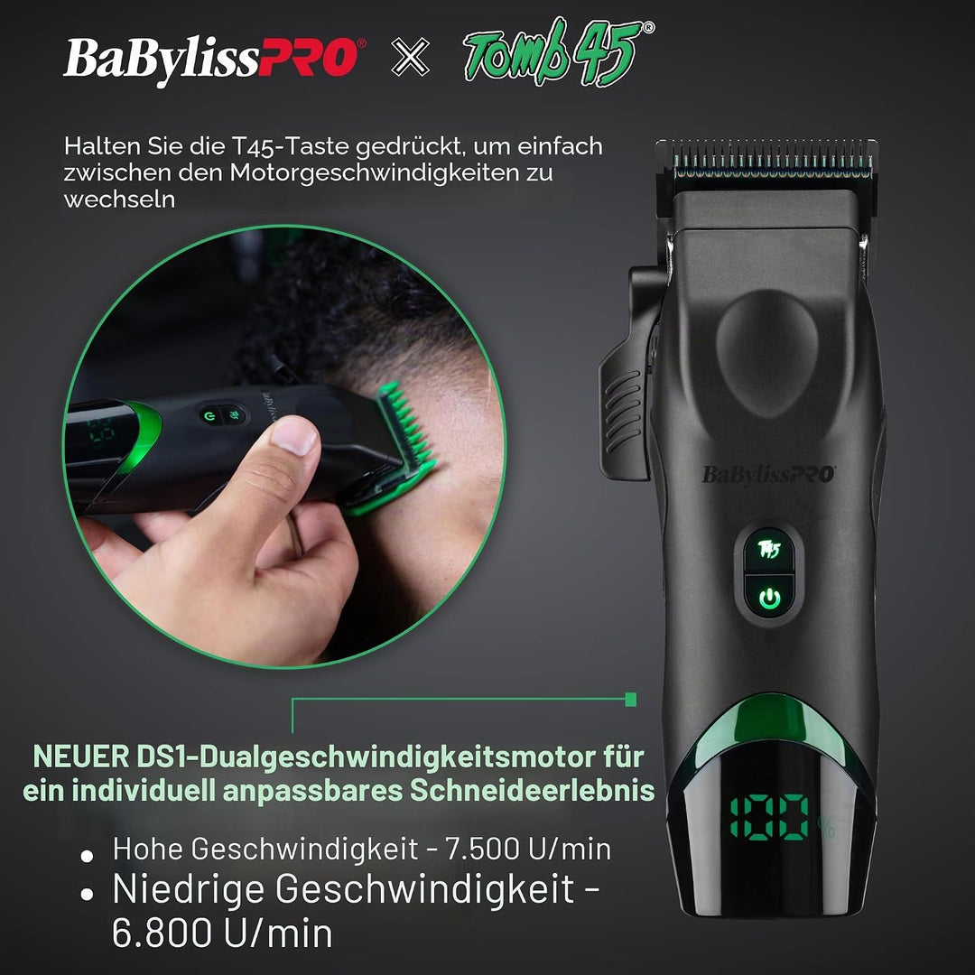 BaBylissPRO x Tomb45 Haarschneidemaschine für Herren, kabellos aufladbar Schermaschine, Schermaschin