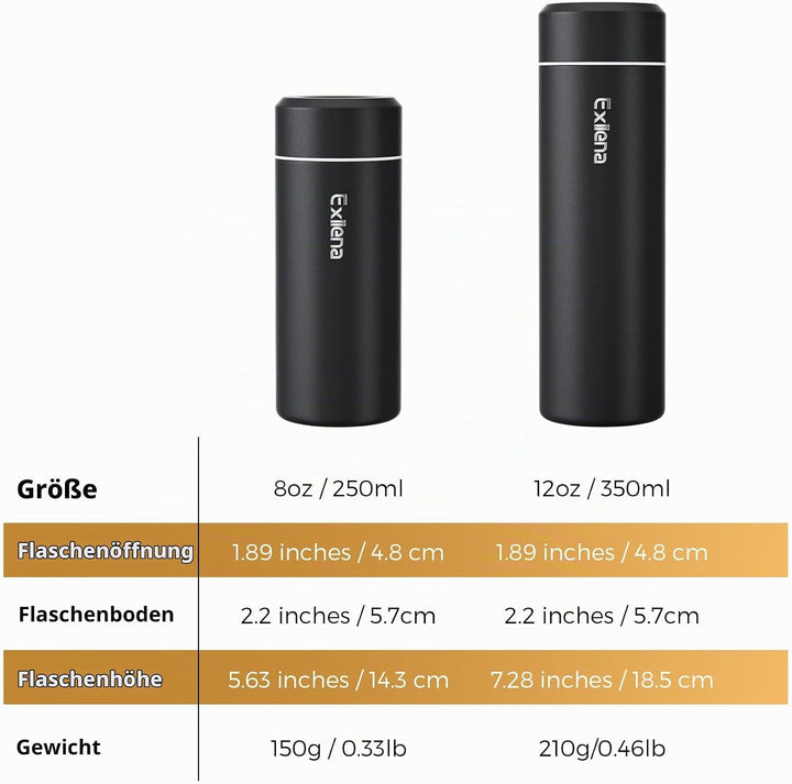 【Upgrade-Version】Exllena Mini Thermosflasche 350ml mit Edelstahl-Deckel, Trinkflasche Klein Doppelwa