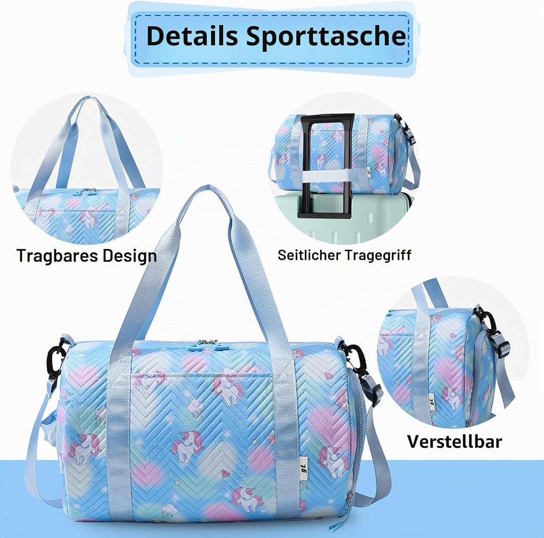 Sporttasche, Einhorn Yogatasche, Sporttasche Klein, Tasche Für Sport, Trainingstasche-Unisex Blau, B