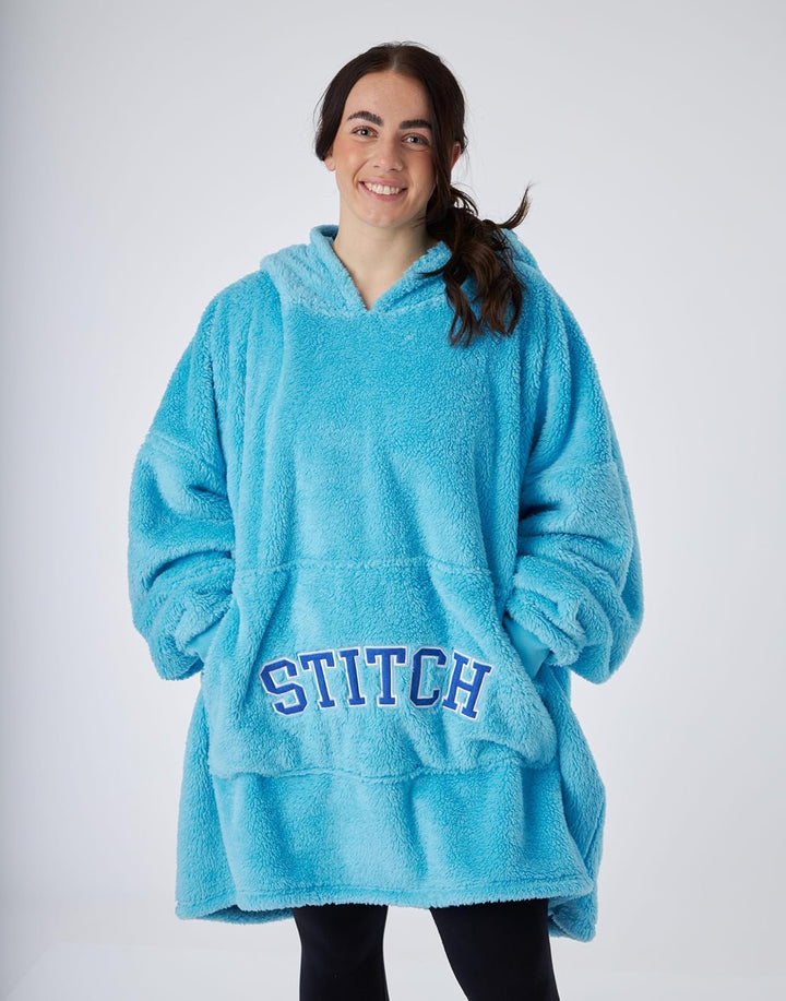 Disney Lilo & Stitch Optionen für tragbare Decken-Hoodies für Damen von Stitch Einheitsgrösse Blau,