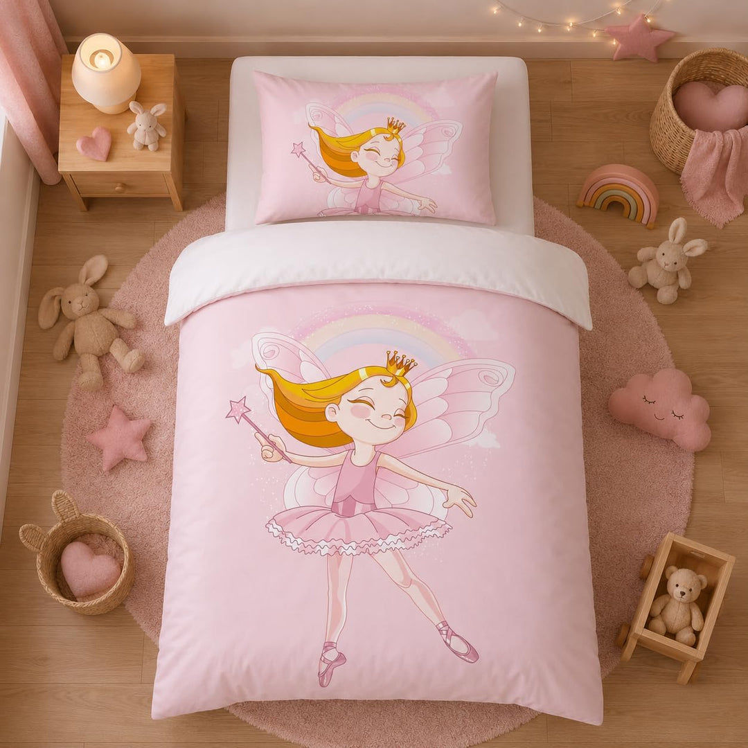 DJDEA Kinderbettwäsche 100x135 cm - Kinder Bettwäsche Feen Elfen, Weich Mikrofaser Baby Bettwäsche f