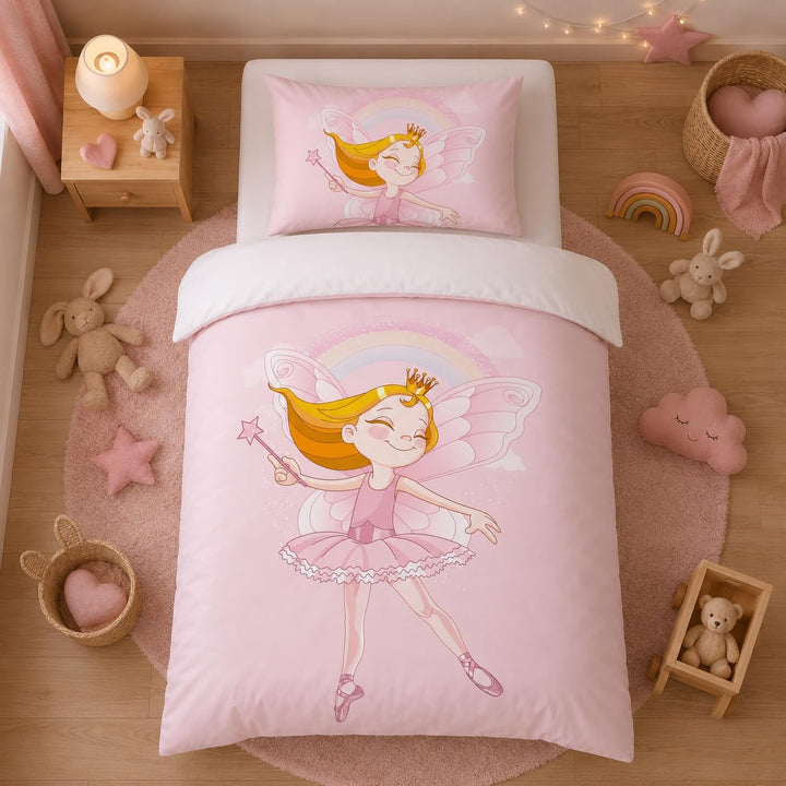 DJDEA Kinderbettwäsche 100x135 cm - Kinder Bettwäsche Feen Elfen, Weich Mikrofaser Baby Bettwäsche f