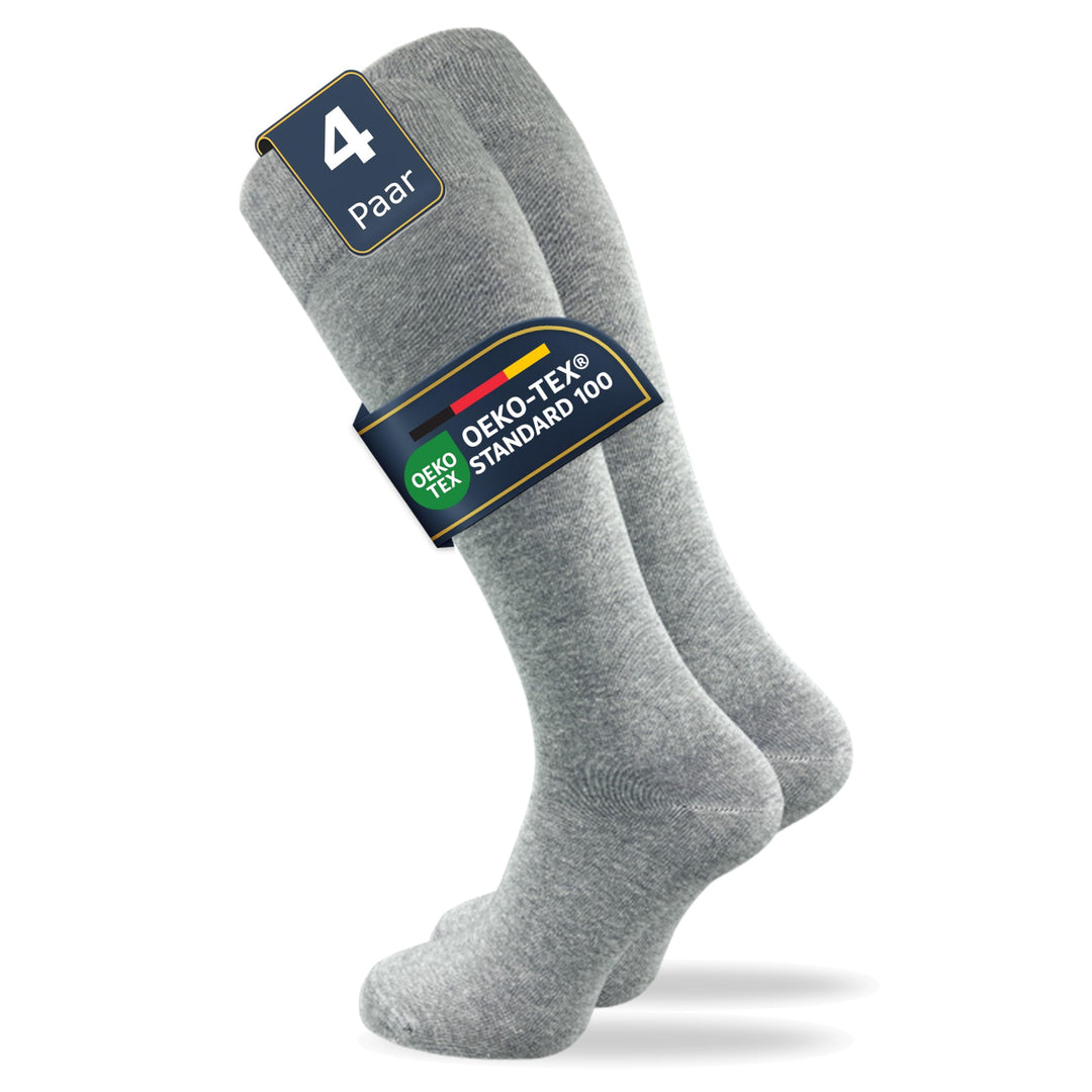 GAWILO Damen & Herren Kniestrümpfe (4 Paar) lange Socken mit Komfortbund aus 80% Baumwolle | kein Ve