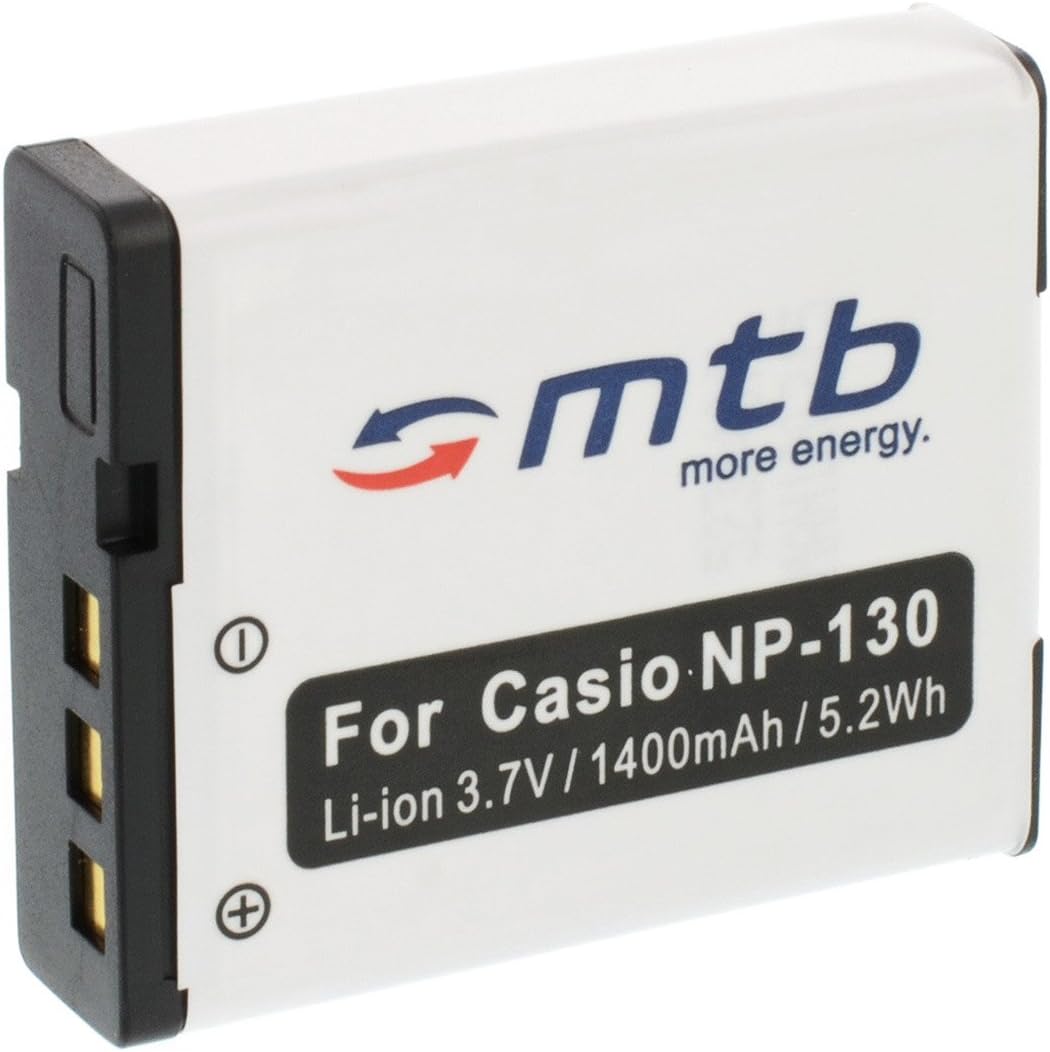 2 Akkus + Ladegerät (KFZ, Netz) für Casio NP-130 / Exilim FC300S H30 H35 ZR100 ZR200 ZR300 Siehe Lis