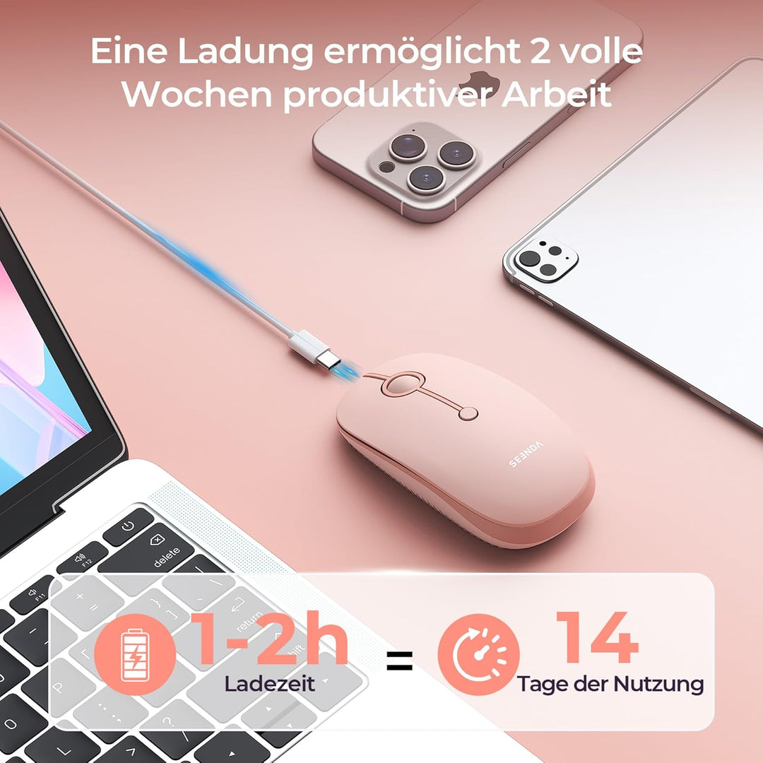 seenda MOU001 Bluetooth Maus, USB + Dual-Bluetooth 3 Geräte Verbindung, Maus Kabellos mit 3 DPI-Stuf