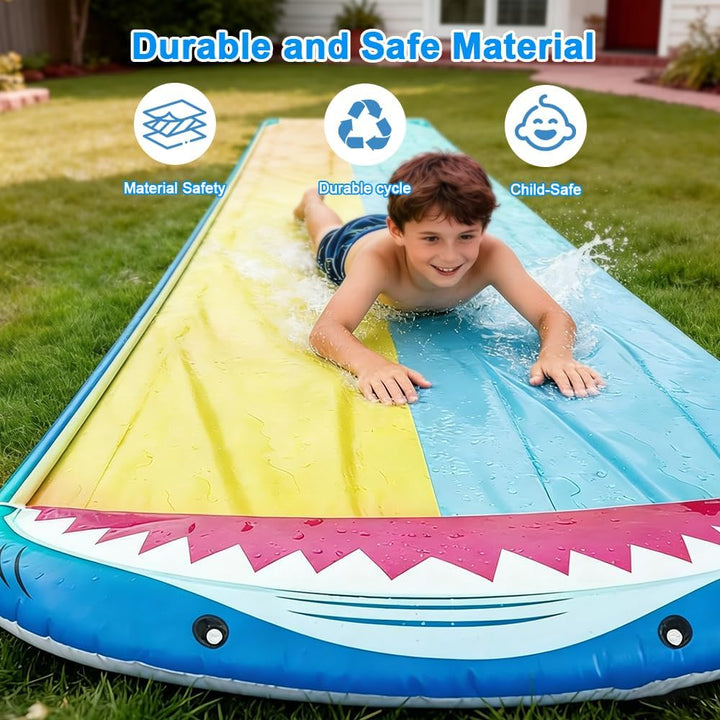 Wasserrutsche Garten Für Kinder, 480x140 cm Doppelrutsche Mit Eingebautem Sprinkler, Double Water Sl