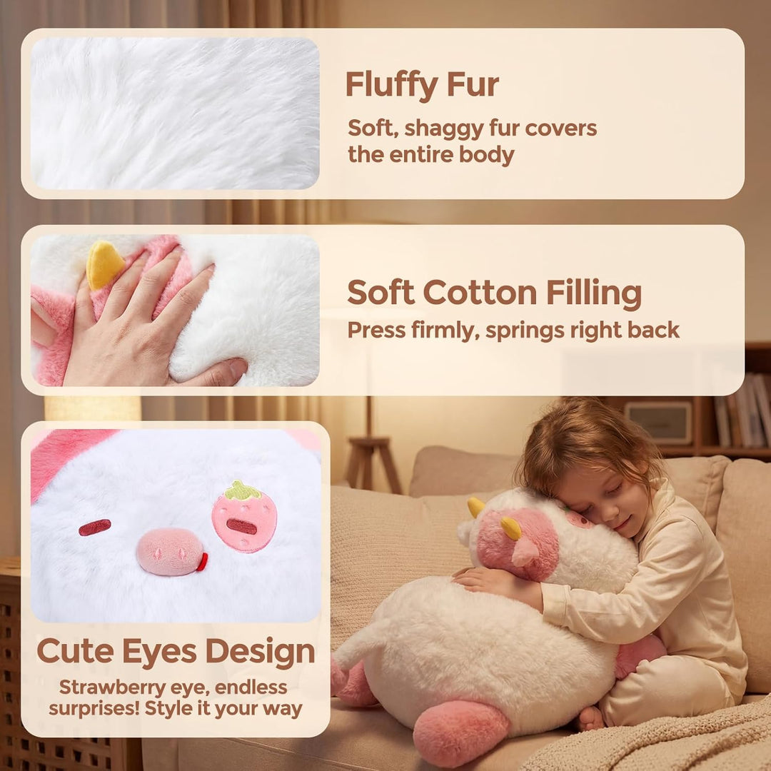 Mewaii Weighted Plüsch Erdbeer Kuh Kuscheltier 58cm,1.8kg (4.0 lbs) Kawaii Plüschtiere für Kinder,Ko