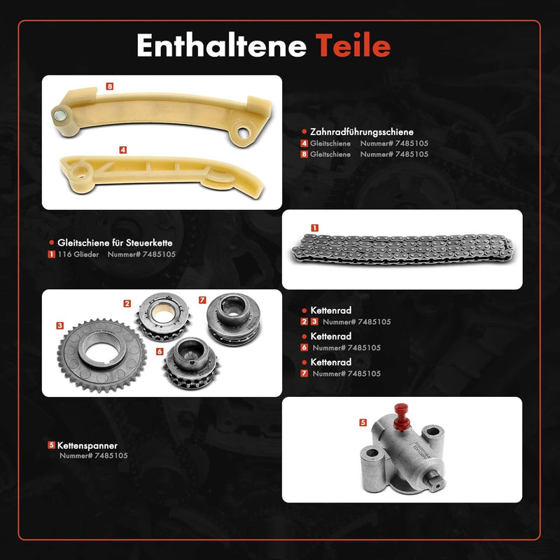 Frankberg Steuerkettensatz Kompatibel mit 9-3 YS3D 9-5 YS3E 900 II 90000 2.0L 2.3L 1989-2009 TC1036F