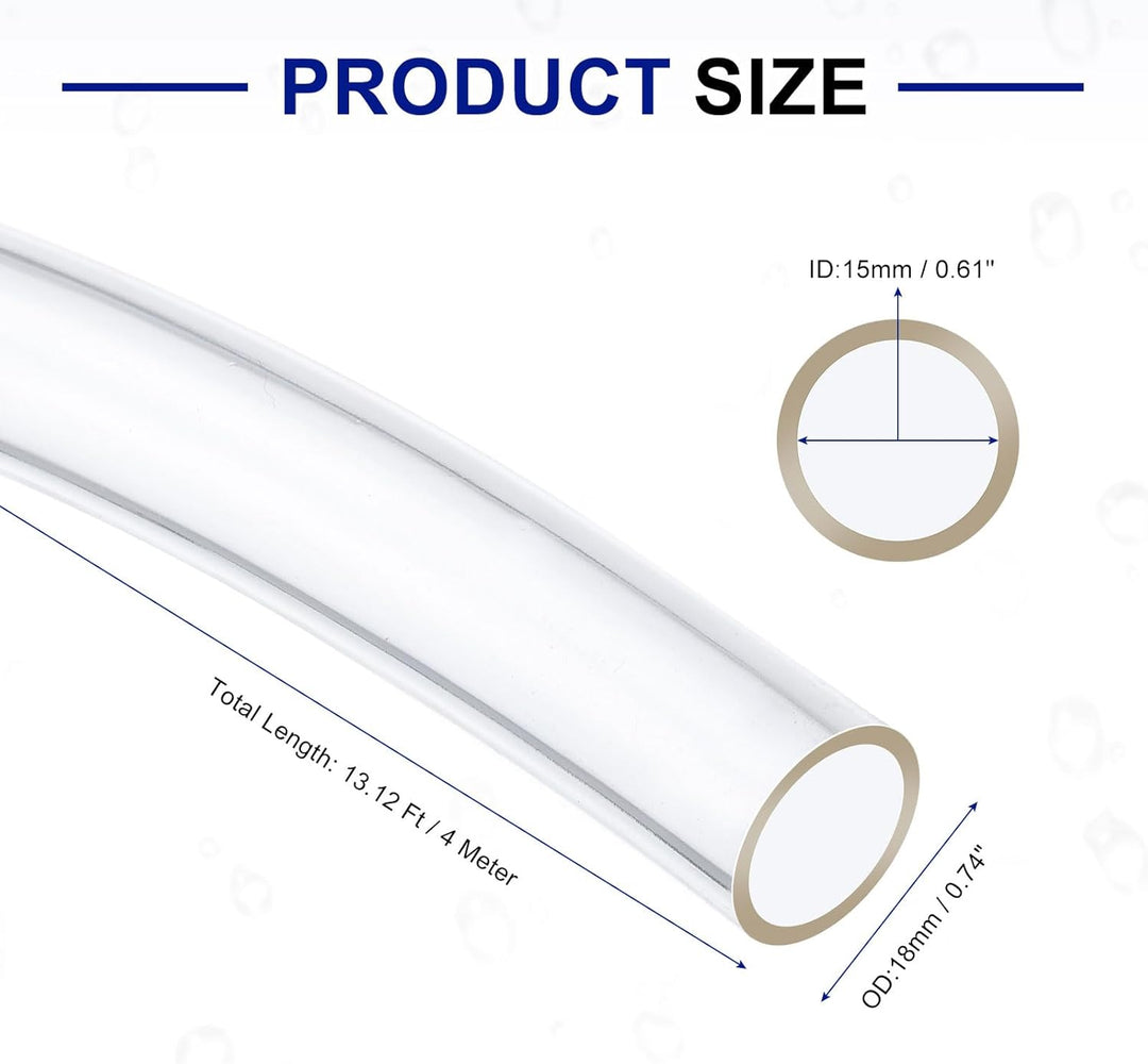 QUARKZMAN PVC Schlauch 15mm ID x 18mm OD (3 Meter) - Aquarium Schläuche - Gummischlauch Bierschlauch
