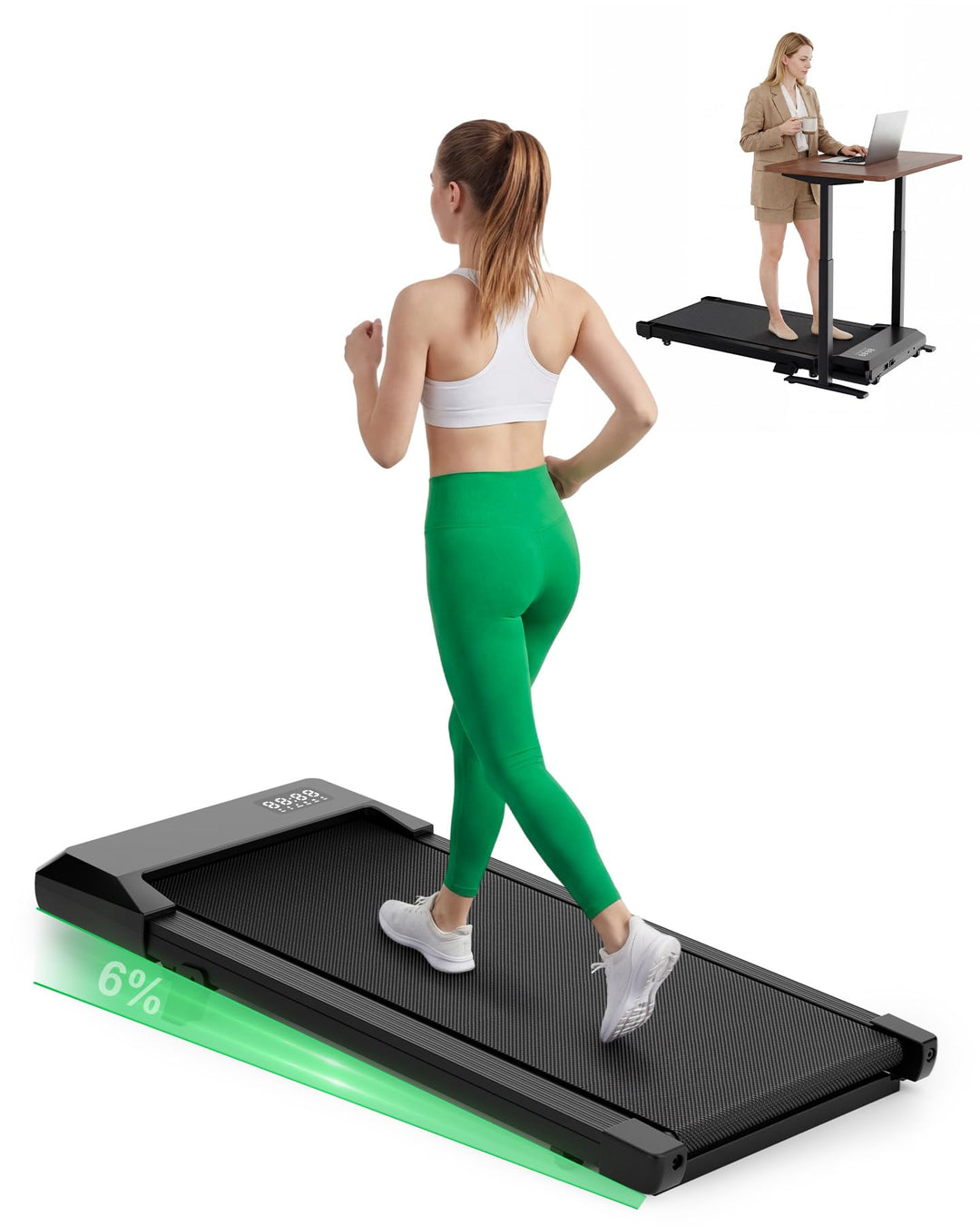 Raceable Walking Pad mit Steigung, Lacuffy Laufband für Zuhause mit APP-Steuerung, unter dem Schreib