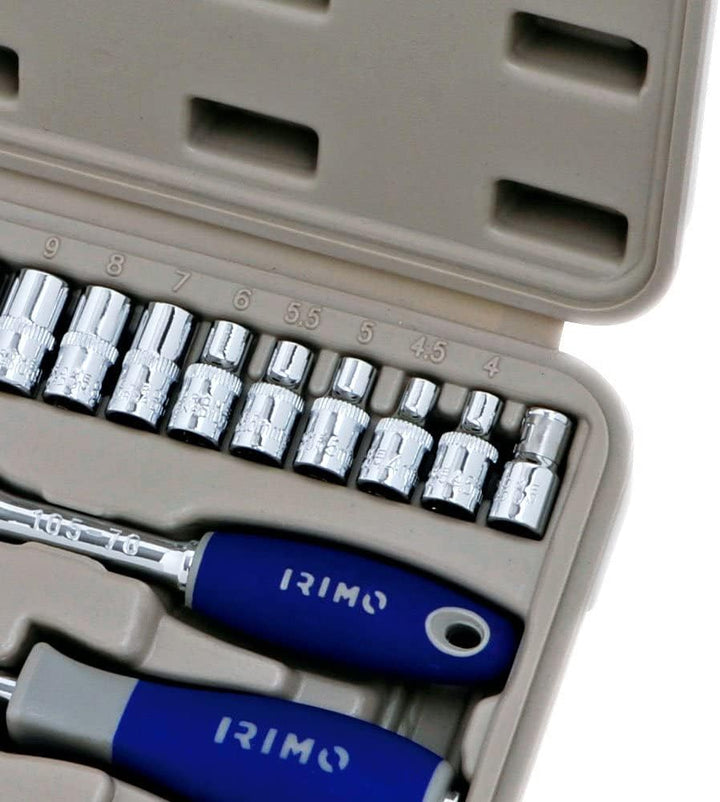 Juego vasos y puntas 1/4", 35 piezas