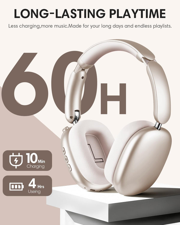 Wentronic Y02 Aktive Noise Cancelling Kopfhörer,60 Std.5 EQ-Musikmodi,Hi-Res-Audio,Tiefe Bässe,faltb