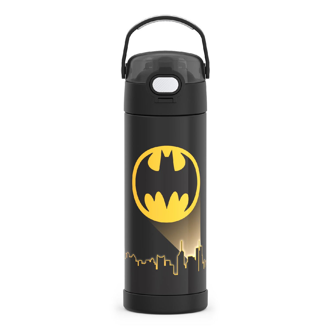 THERMOS Funtainer Edelstahl-Vakuum-Isolierflasche mit breitem Ausgiessdeckel, 473 ml, Batman, Batman