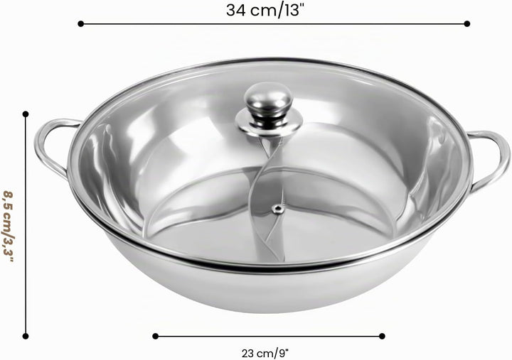 Edelstahl Dual Shabu Shabu, Küche Hot Pot Kochen Suppe Divider Shabu Topf Kochgeschirr aus Edelstahl