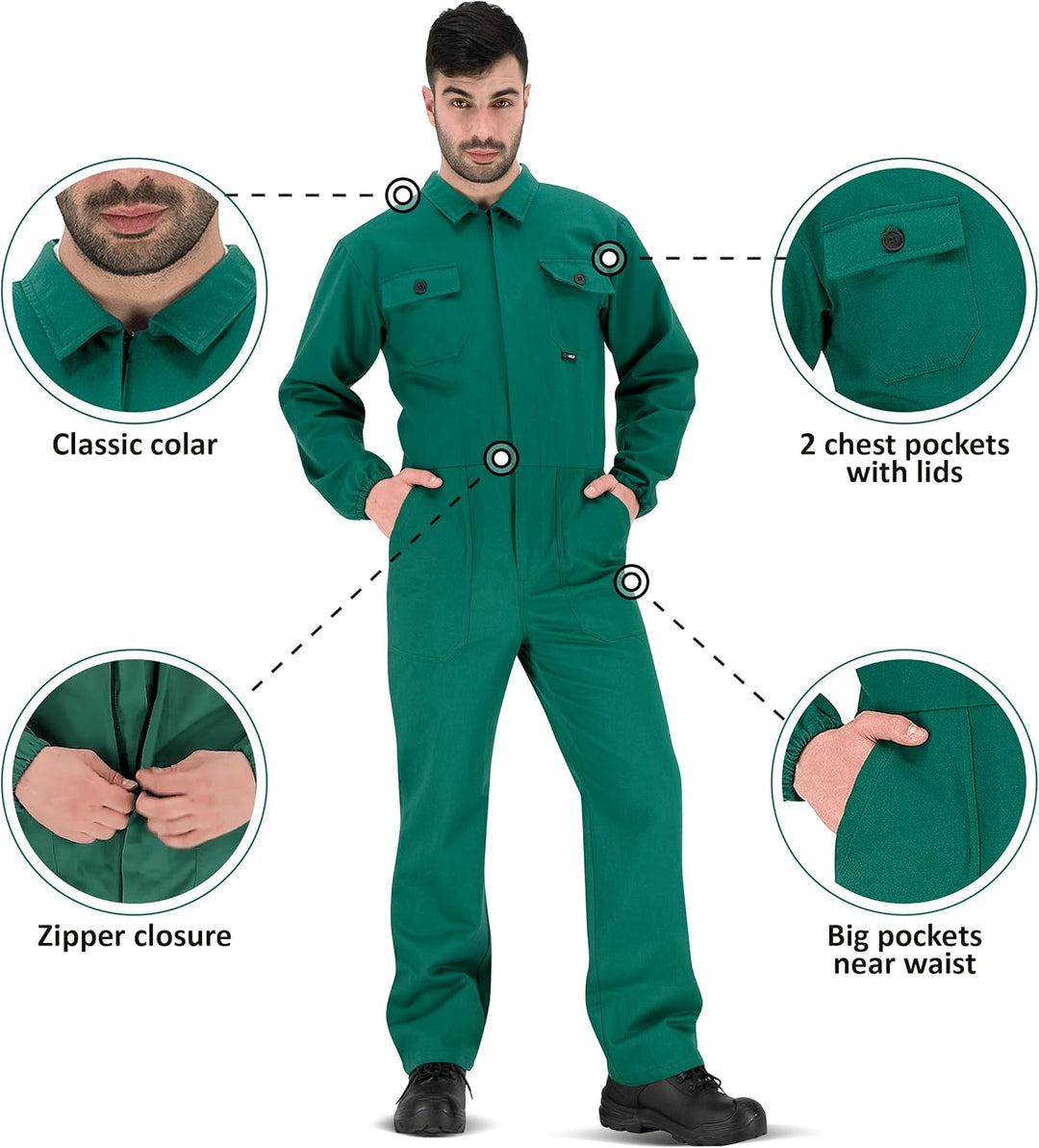 BWOLF ANAX Arbeitsoverall Herren Overall Herren Arbeitskleidung 100% Baumwolle Arbeitsoveralls mit 5