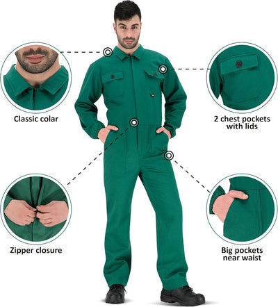 BWOLF ANAX Arbeitsoverall Herren Overall Herren Arbeitskleidung 100% Baumwolle Arbeitsoveralls mit 5