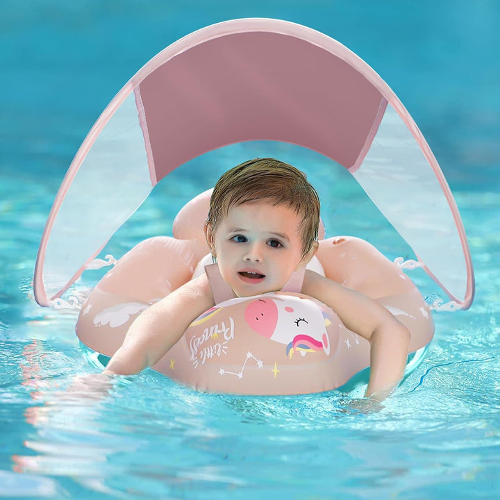 ANSTEN Schwimmring Baby mit Sonnendach Aufblasbare Baby Float Schwimmring Shwimmreifen Baby mit aufb