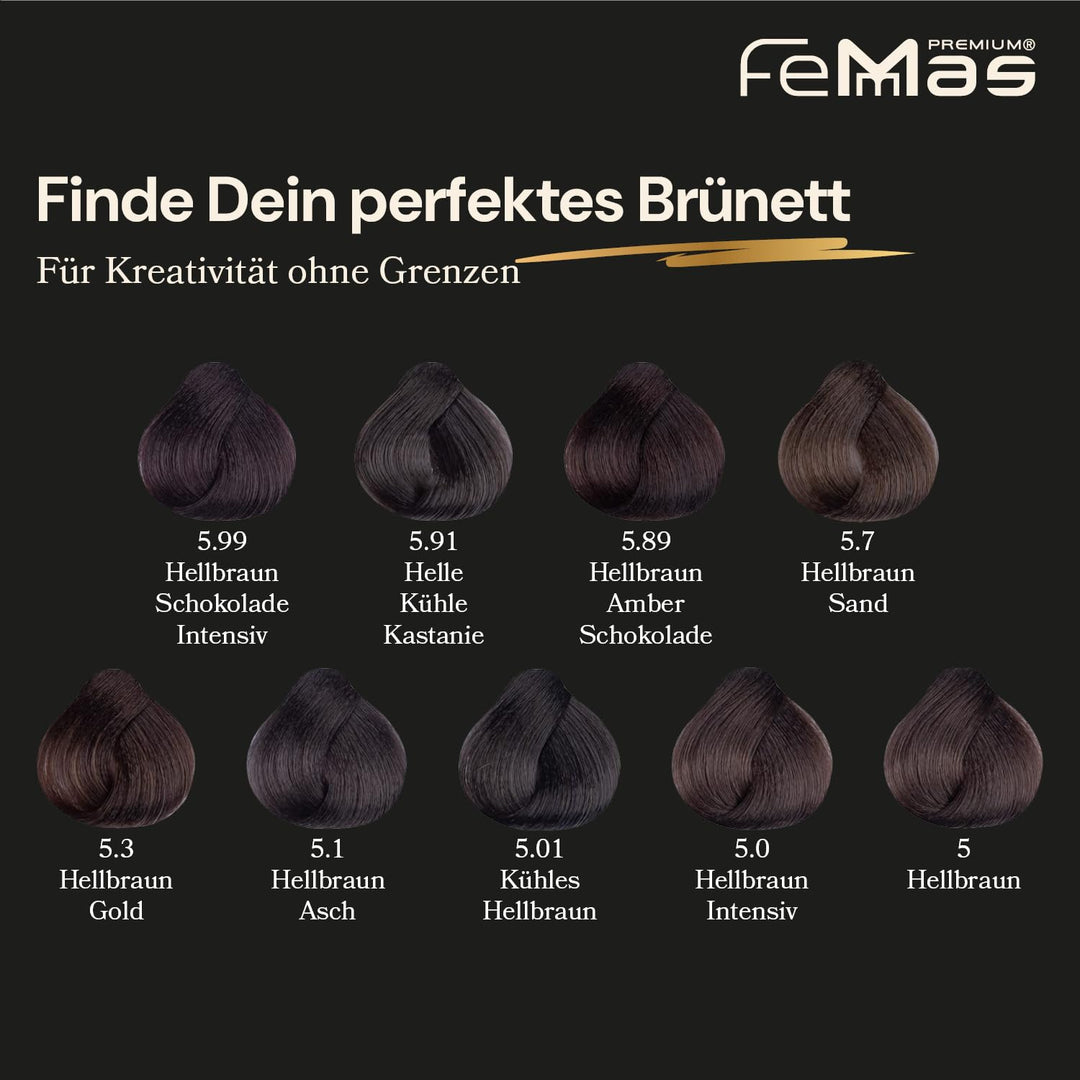 FemMas Haarfarbe 3x Mittelbraun Intensiv 4.0 I Professionelle Creme Haarfarbe mit Arganöl, Keratin &