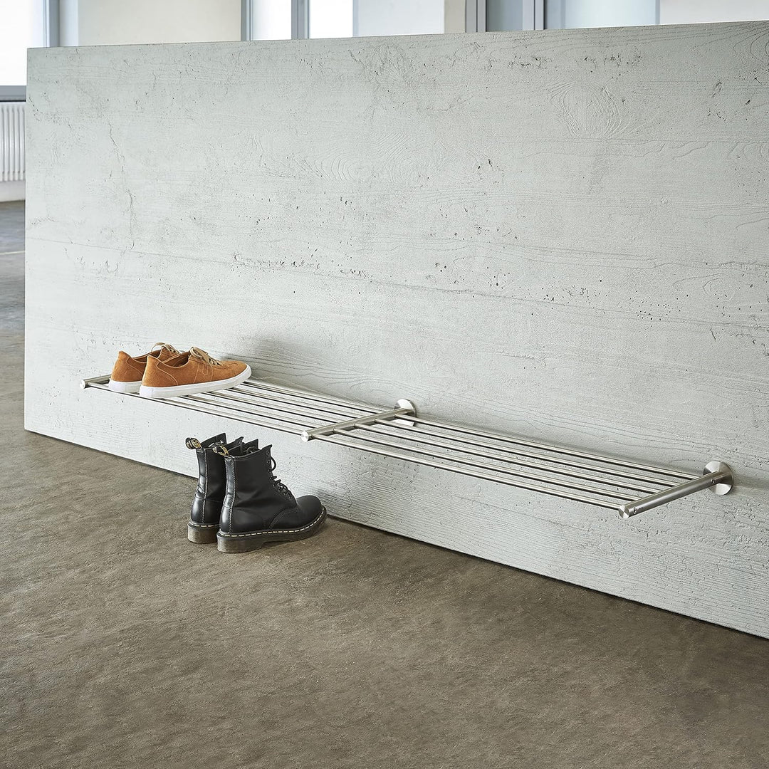 PHOS Design, SR1200-1W, Schuhregal Wandmontage, 120 cm breit, gebürsteter Edelstahl 120 cm Breite, 1