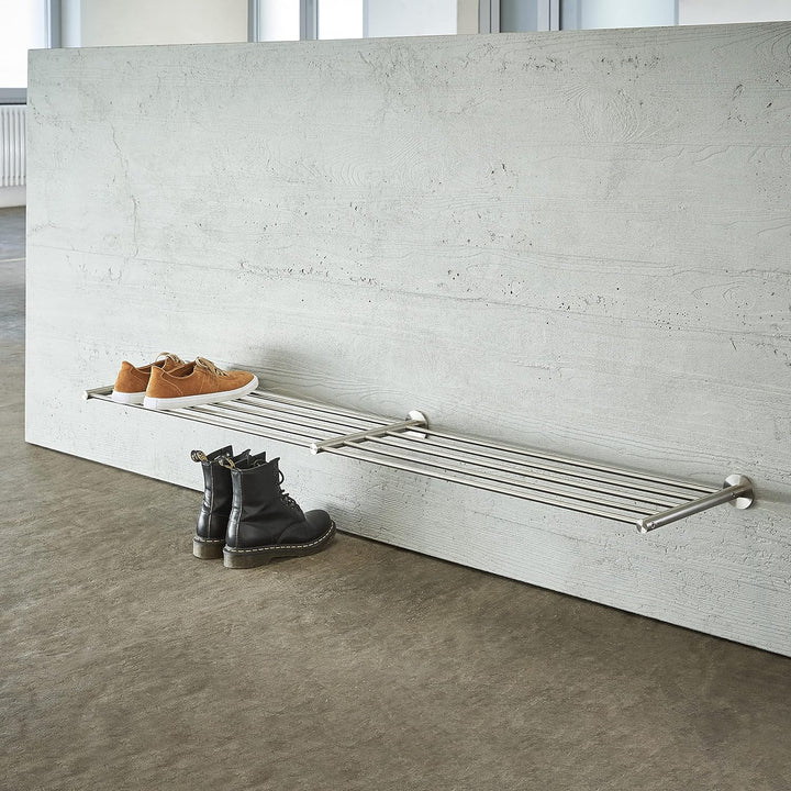 PHOS Design, SR1200-1W, Schuhregal Wandmontage, 120 cm breit, gebürsteter Edelstahl 120 cm Breite, 1