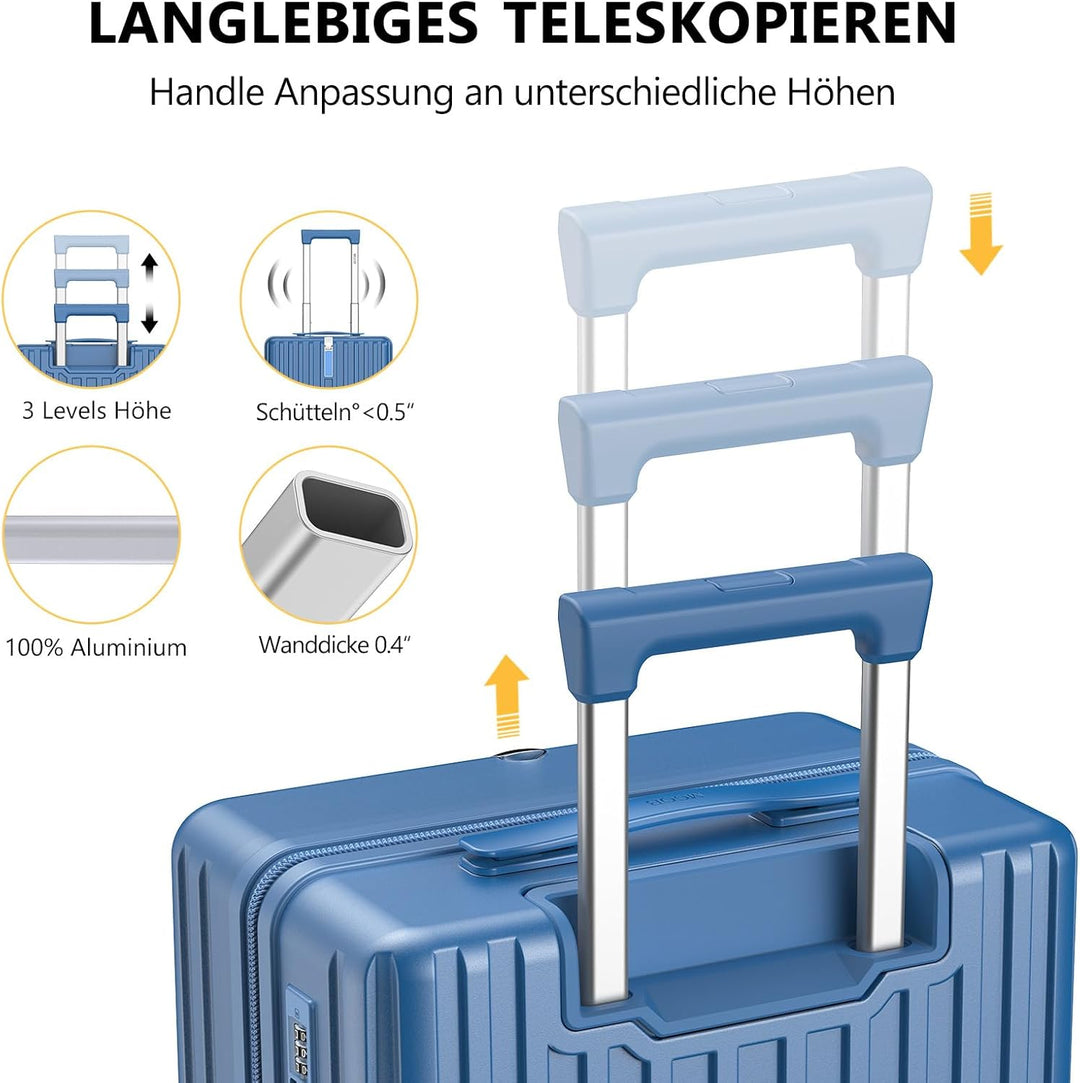 MGOB Koffer Handgepäck Hartschalen in Polycarbonat Reisekoffer mit 4 Rollen und Haken | 55x37x22cm |