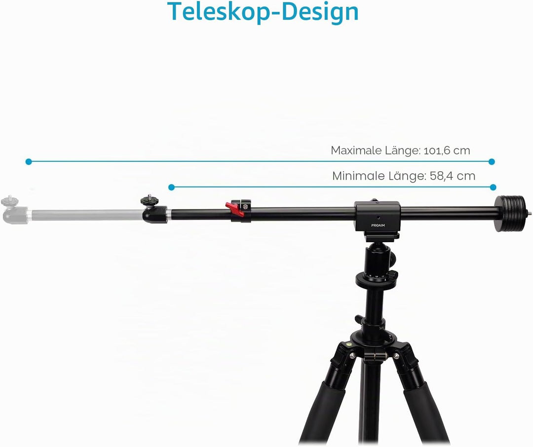 PROAIM Overhead Foto- und Videokamera Boom Pole. Für Overhead-Kamera-/Tischansichten. 23 bis 40" Tel