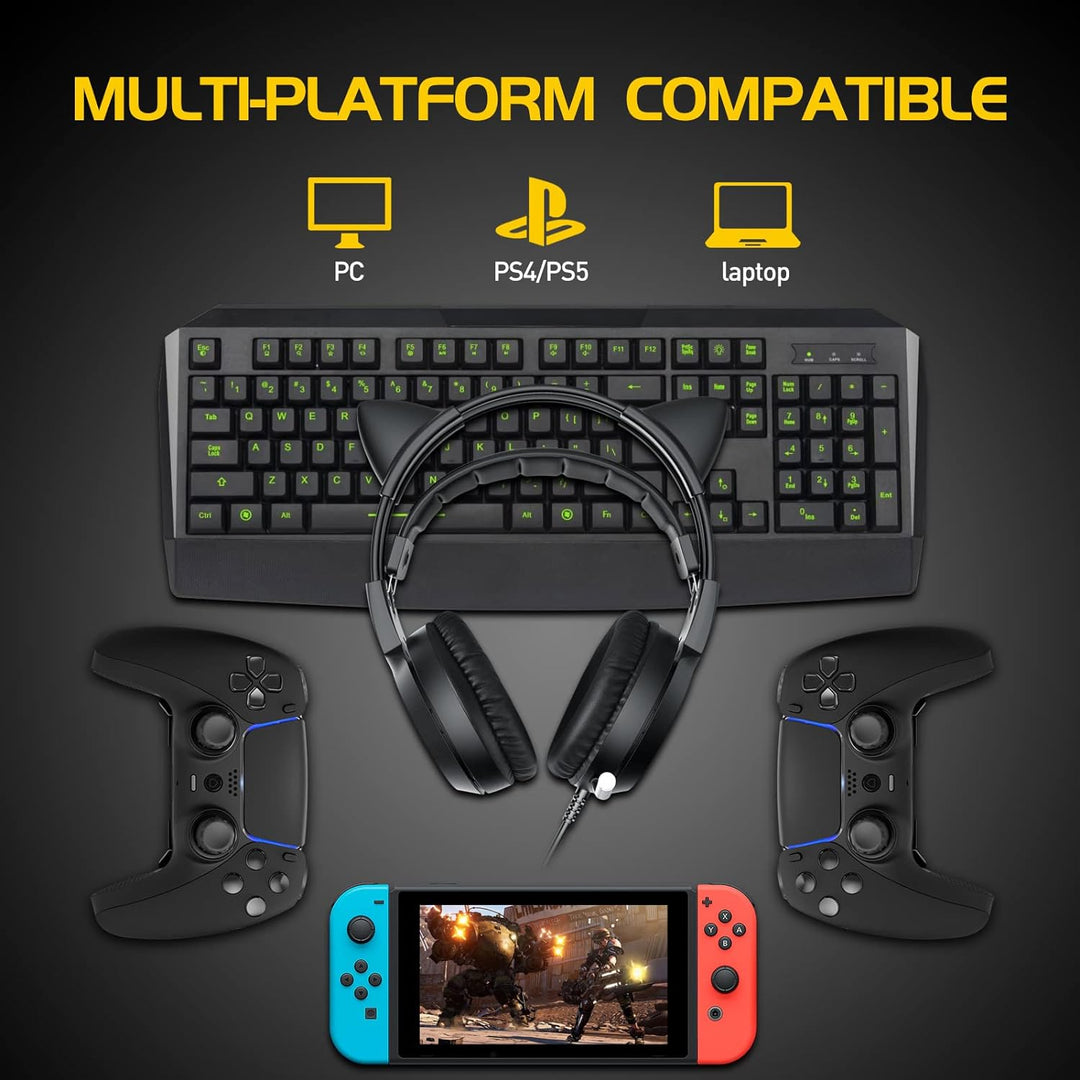 Somic Cat Gaming-Headset mit Virtual 7.1 und LED-Licht, Surround Sound, Headset mit Noise Cancelling