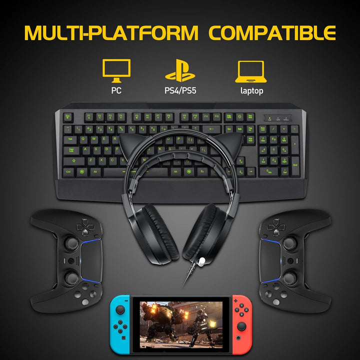 Somic Cat Gaming-Headset mit Virtual 7.1 und LED-Licht, Surround Sound, Headset mit Noise Cancelling