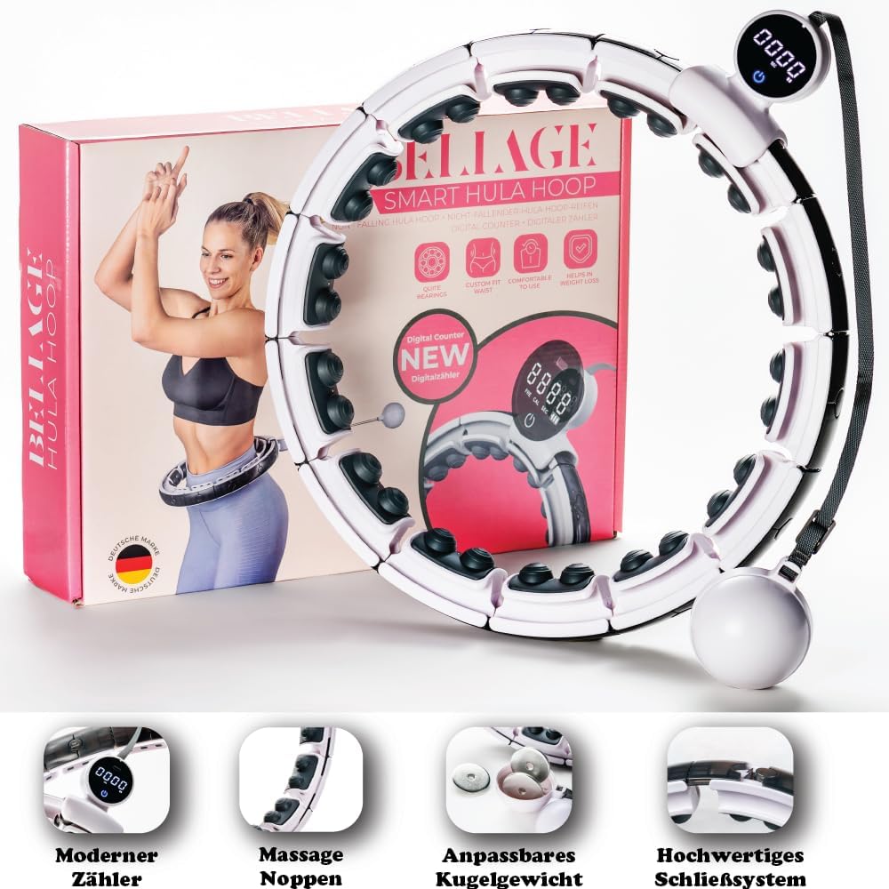 Bellage - Smart Hula Hoop - Smart Hula Hoop Reifen mit Gewicht Ball - Hula Hoop Reifen für Erwachsen