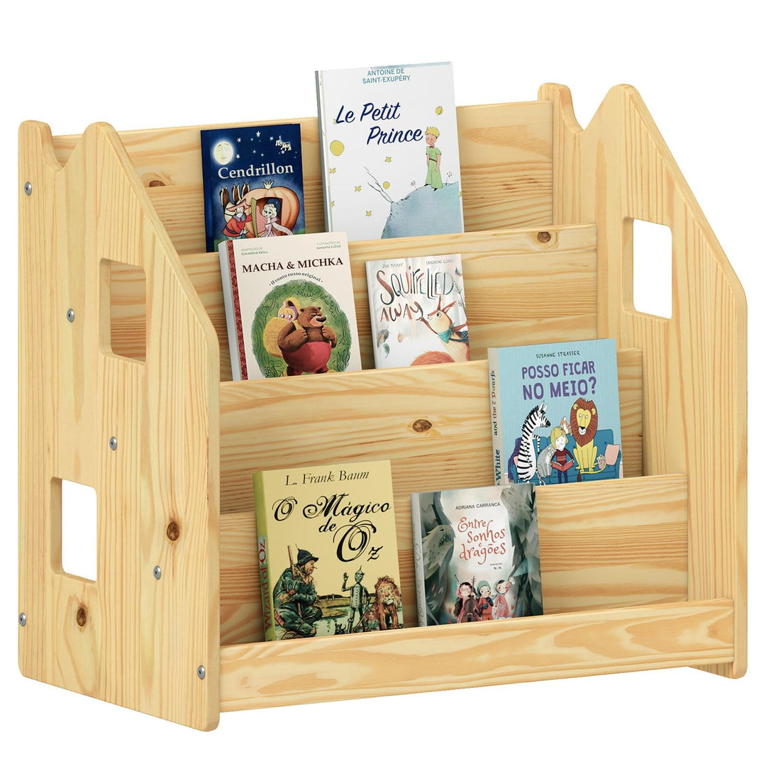 IDIMEX Bücherregal Bruno 4 Fächer aus Massivholz - Natur Montessori Bücherregal für Kinderzimmer, St