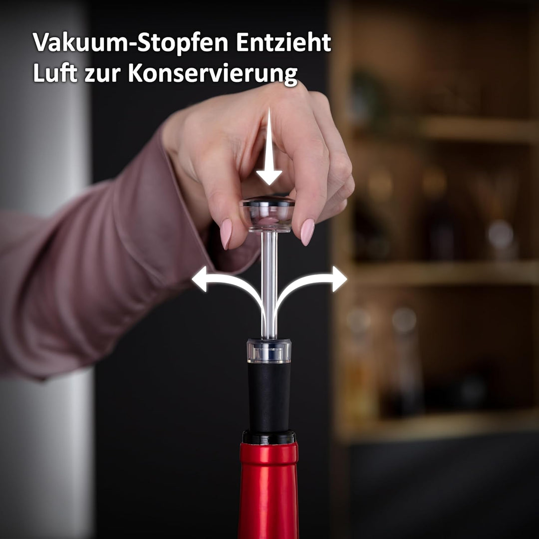 Haier - Elektrisches Weinset/Premium Weinöffner-Set inkl. Dekantieraufsatz und Tropfschutz in Tulpen