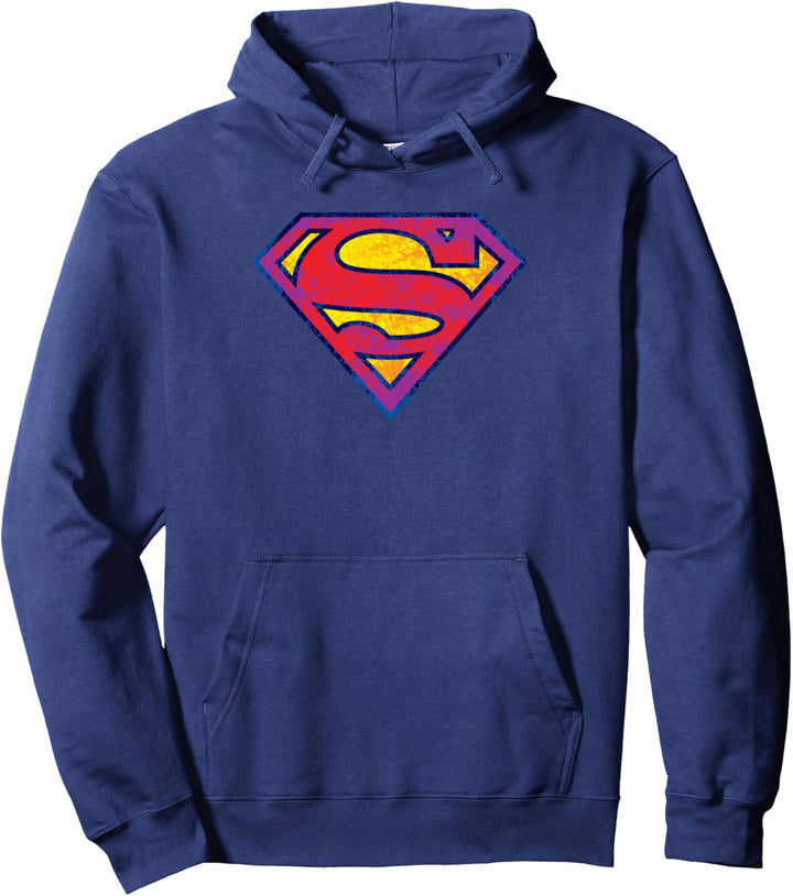 Superman Neon Distress Logo Pullover Hoodie