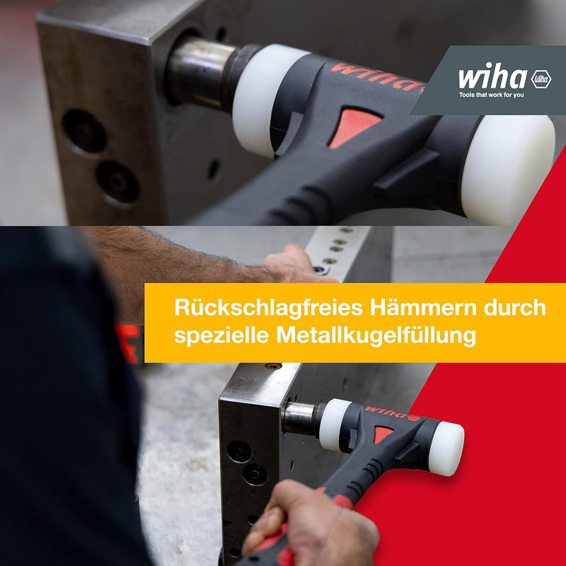 Wiha Schonhammer FibreBuzz® rückschlagfrei, sehr hart mit wechselbarem Schlagkopf 40, 320 mm (44598)