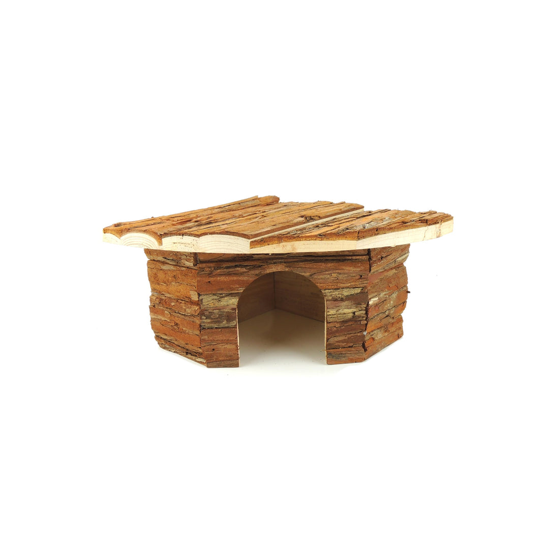 CLASSIC Kleintier-Eckheim - 22 x 22 x 13 cm Naturholz Versteck für Hamster, Mäuse, Rennmäuse &amp; ander