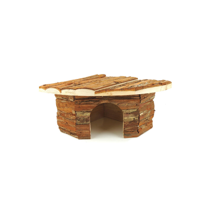 CLASSIC Kleintier-Eckheim - 22 x 22 x 13 cm Naturholz Versteck für Hamster, Mäuse, Rennmäuse &amp; ander