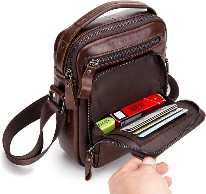 BAIGIO Leder Umhängetasche Herren Schultertasche Vintage Männer Tasche Crossbody Bag Herrentasche zu