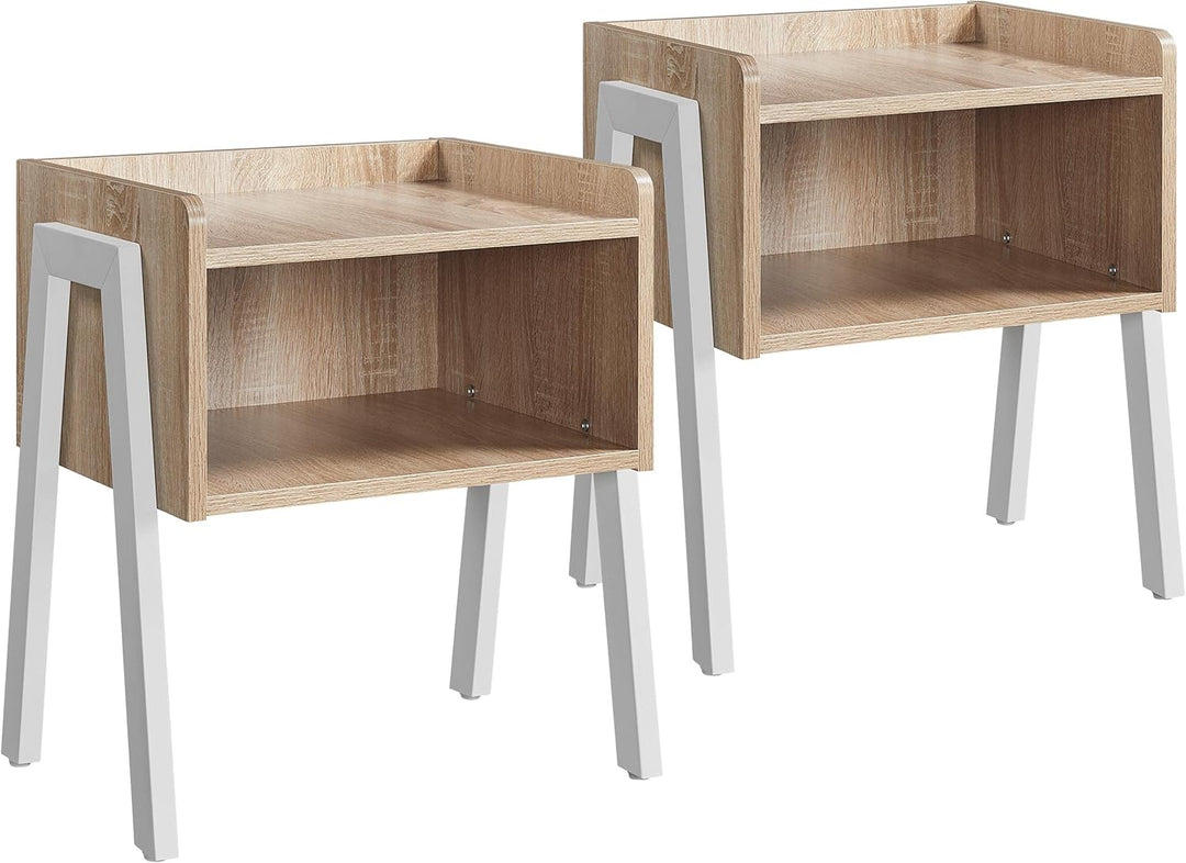 Yaheetech 2er Set Nachttisch Beistelltisch Nachtkommode Nachtschrank, Stapelbarer Sofatisch mit offe