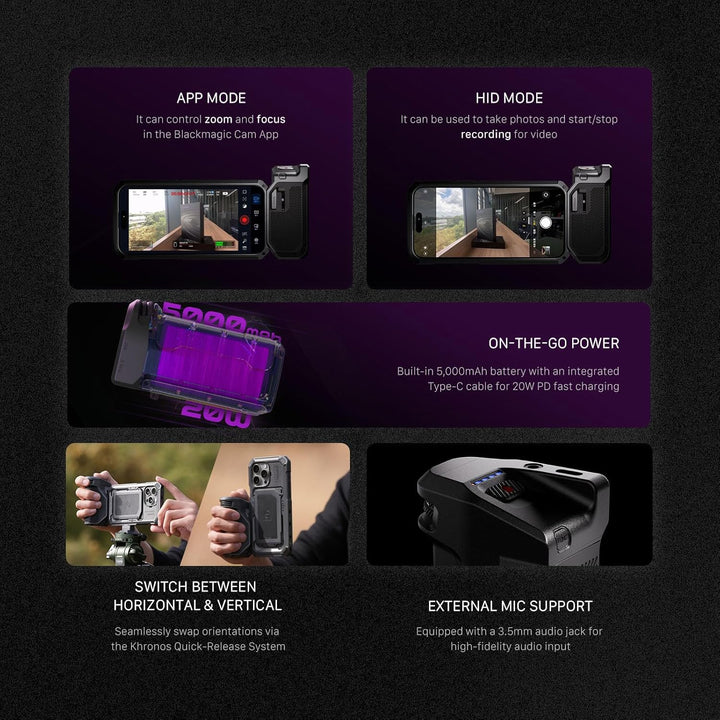 Tilta Khronos Ultimate Kit für iPhone 16 Pro | Inklusive Schutzhülle, Kühlventilator, Focus PD-Griff