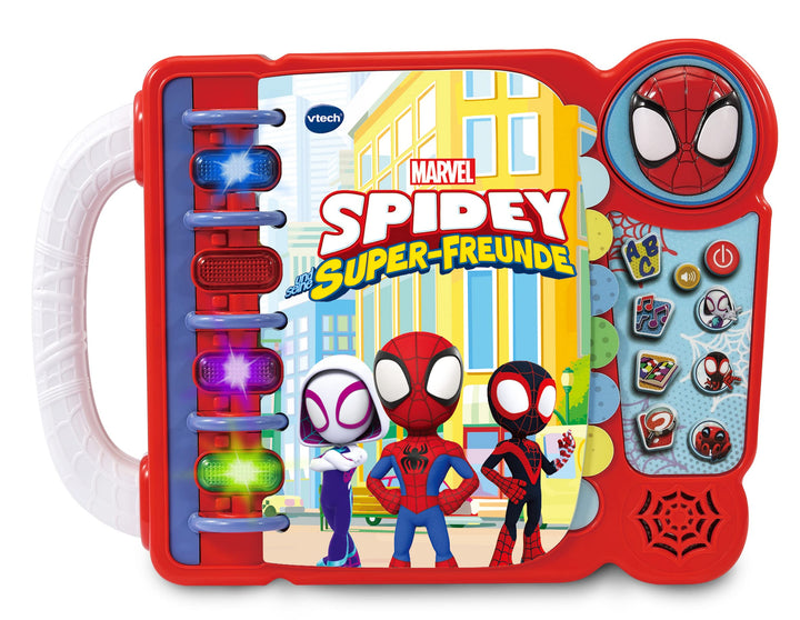 VTech Spidey und seine Super-Freunde - Abenteuerbuch – Interaktives Buch zum Lernen von Buchstaben,